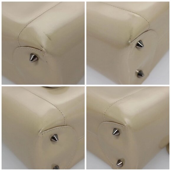 Christian Dior Maris Pearl Bag Patent leather 2way Beige MA-0949 Auth ep7794 - Picture 14 of 16